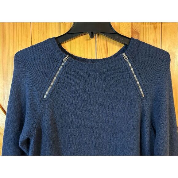 ABERCROMBIE & FITCH Navy Blue Zipper Sweater Dress Medium Tall Women's (0958) - Picture 3 of 7